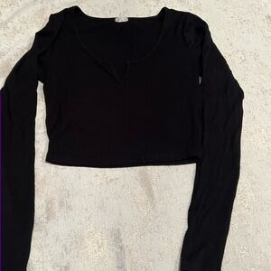 Garage Black Long Sleeve Crop Top